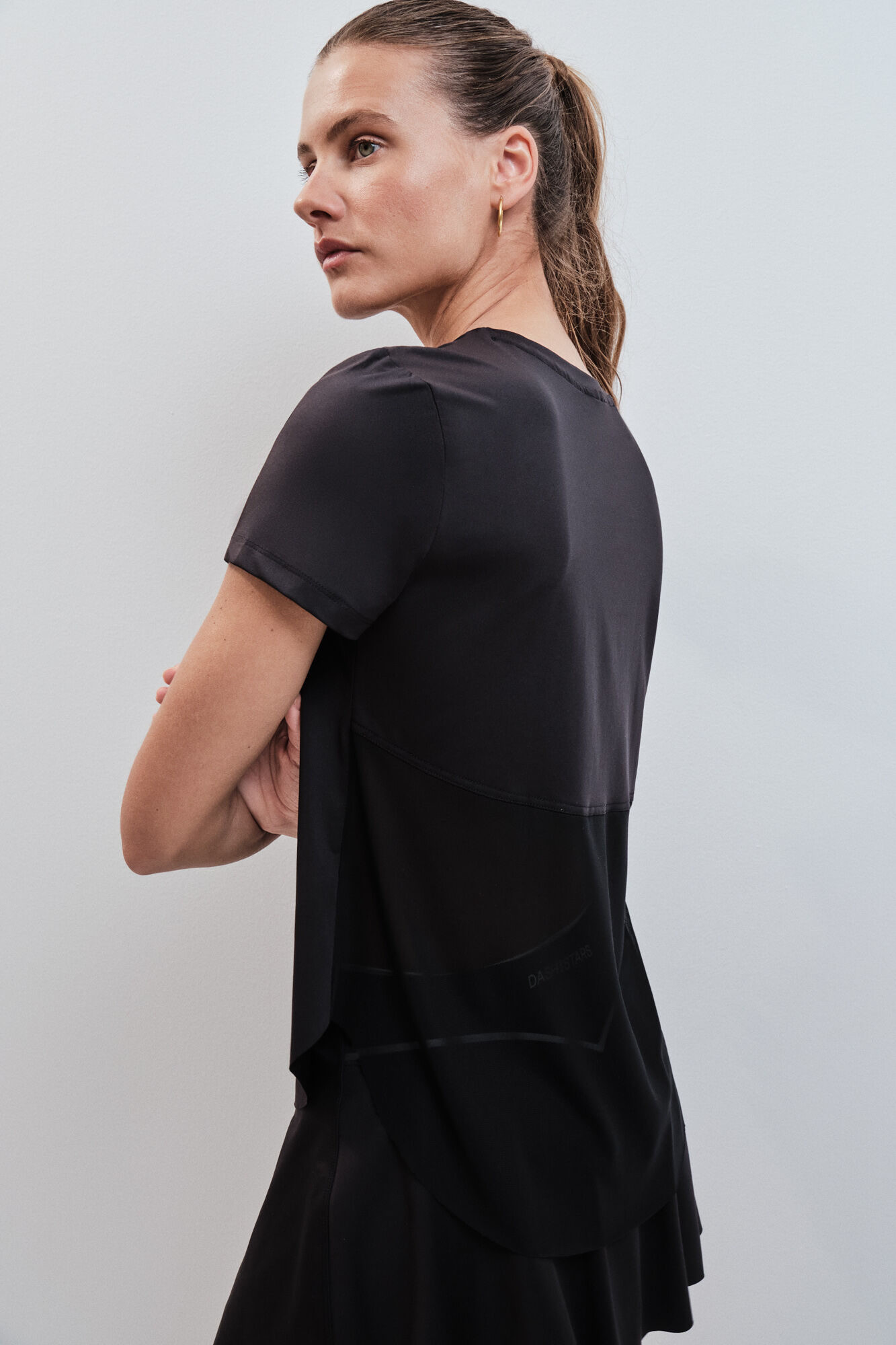 Dash and Stars Black short sleeve technical T-shirt