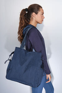 Dash and Stars Mala tote de nylon acetinado azul