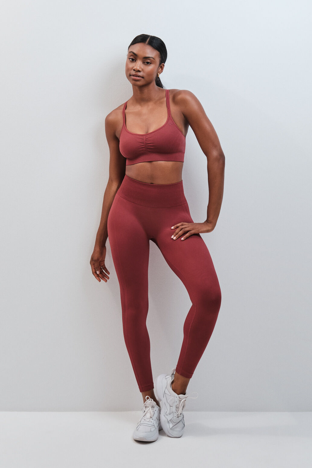 Dash and Stars Burgundy long seamless leggings SEAMLESS COMFORT