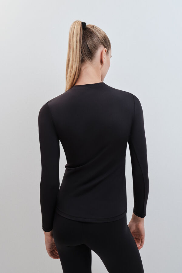 Dash and Stars T-shirt ajust&eacute; manches longues noir noir