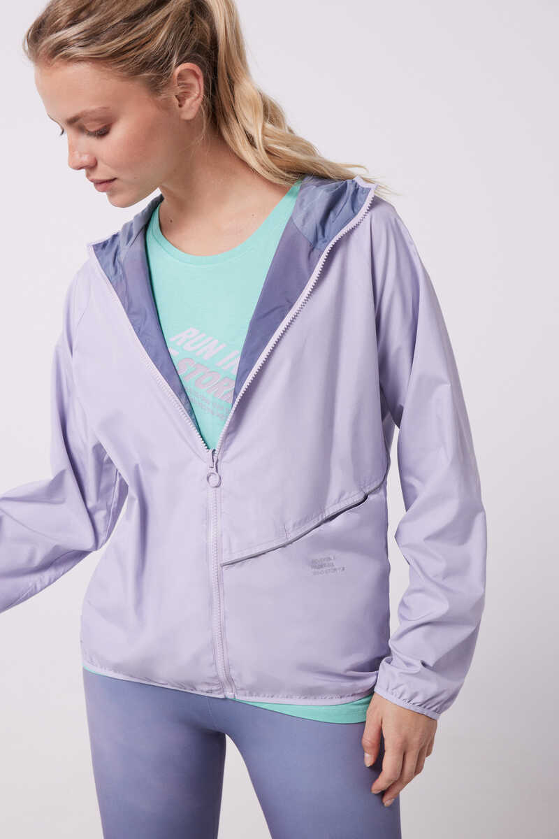 Dash and Stars Lilac water-repellent reversible jacket pink