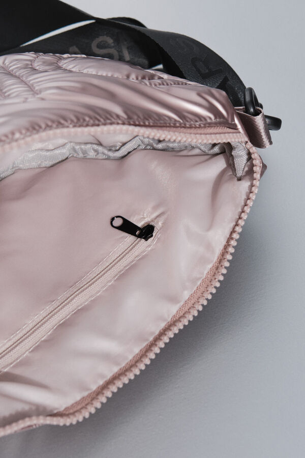 Dash and Stars Metallic pink nylon crossbody handbag, bag beige