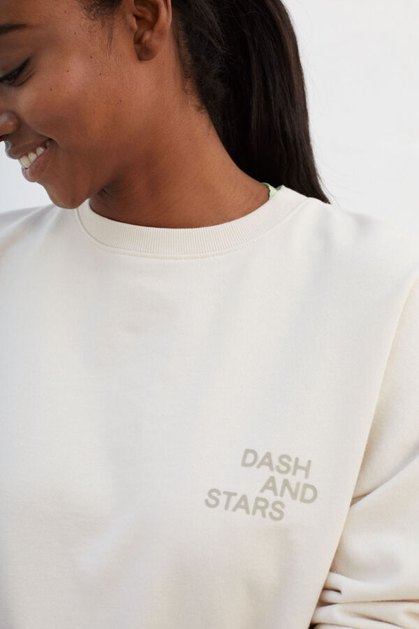 Dash and Stars White 100% cotton sweatshirt beige