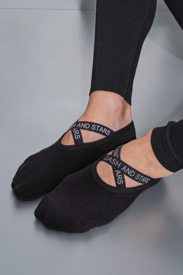 Dash and Stars  Black cotton ballet slipper socks black