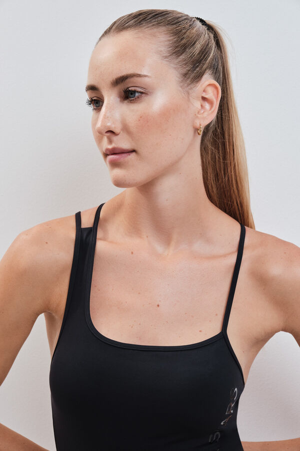 Dash and Stars Maillot de bain noir &agrave; bretelles asym&eacute;triques noir