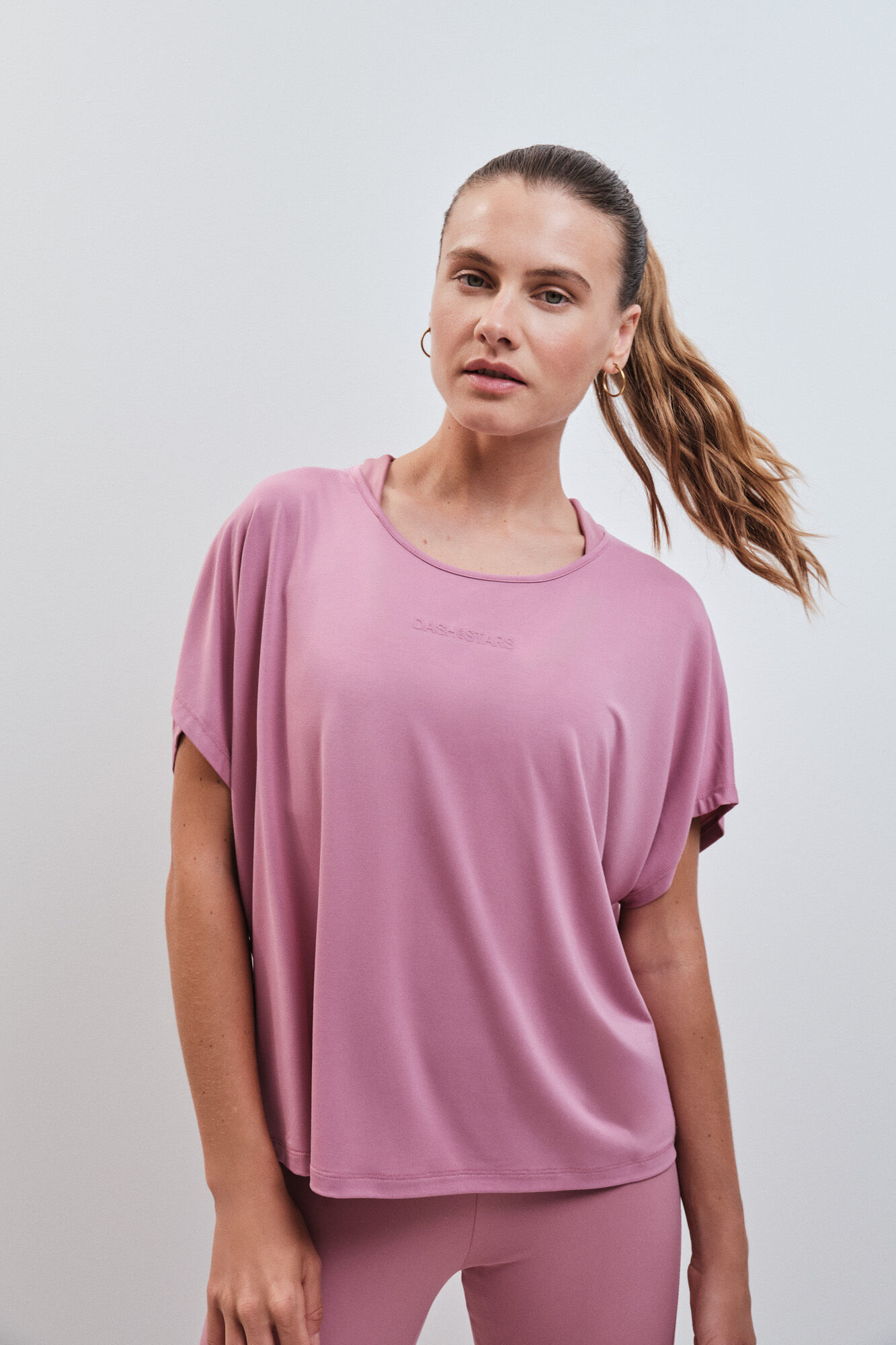 Dash and Stars Pink modal short sleeve T-shirt