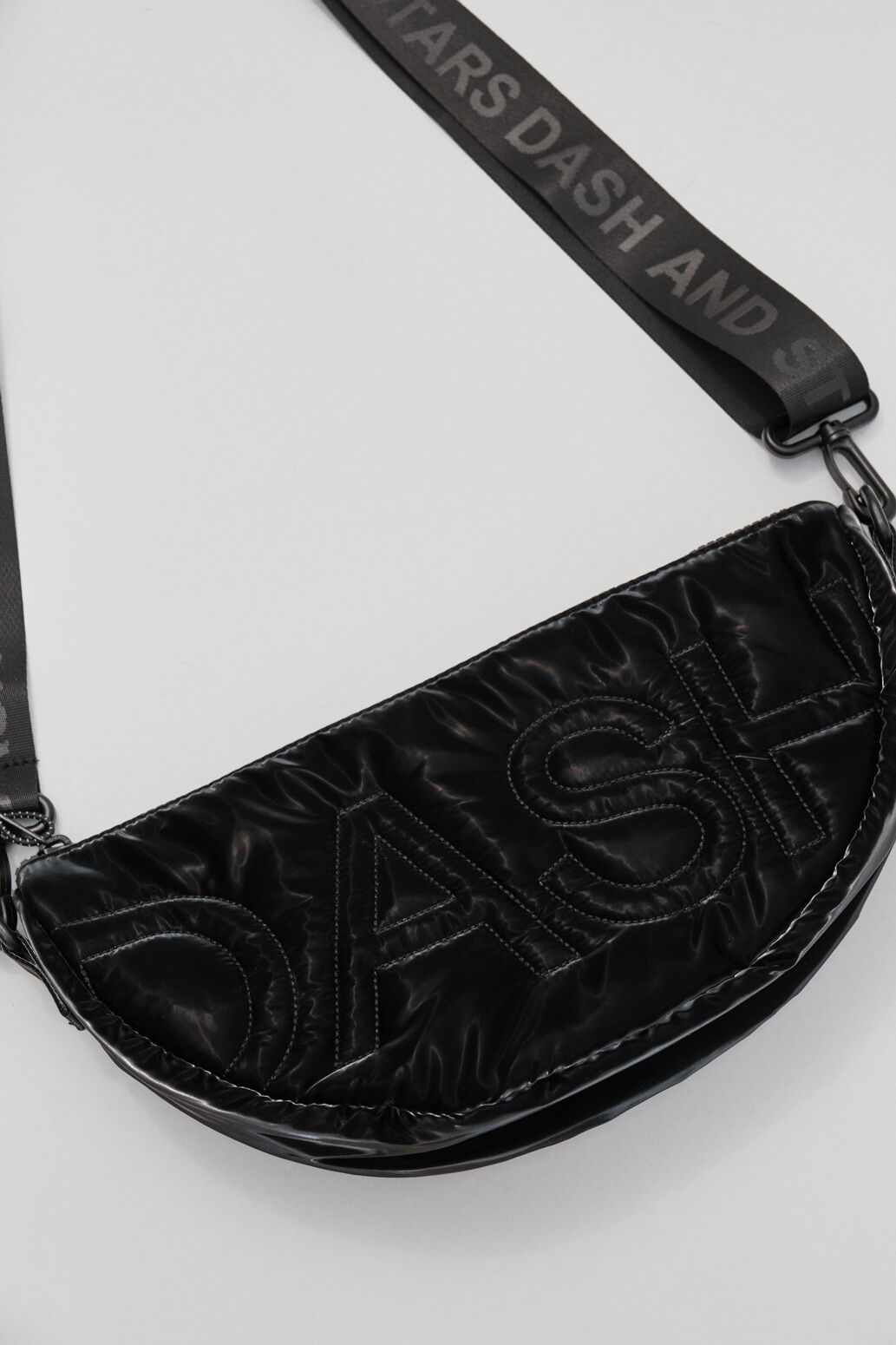 Dash and Stars Black metallic nylon crossbody bag