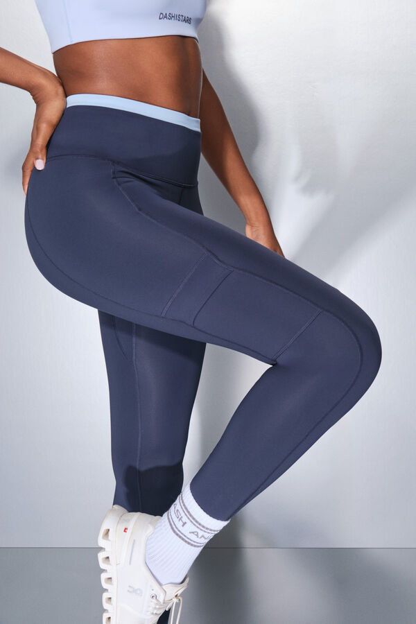 Dash and Stars Navy blue THERMAL leggings blue