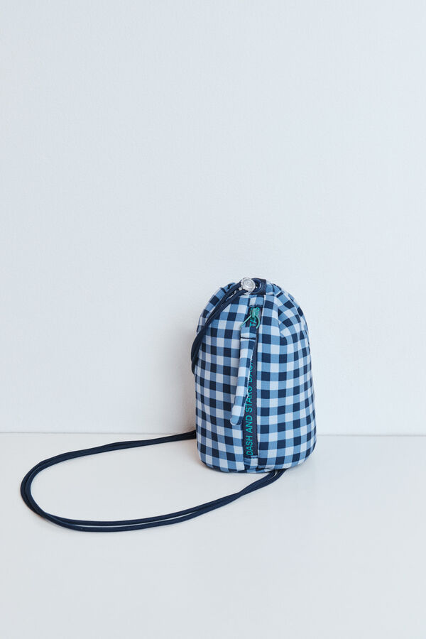 Dash and Stars Blue gingham crossbody mini bag blue