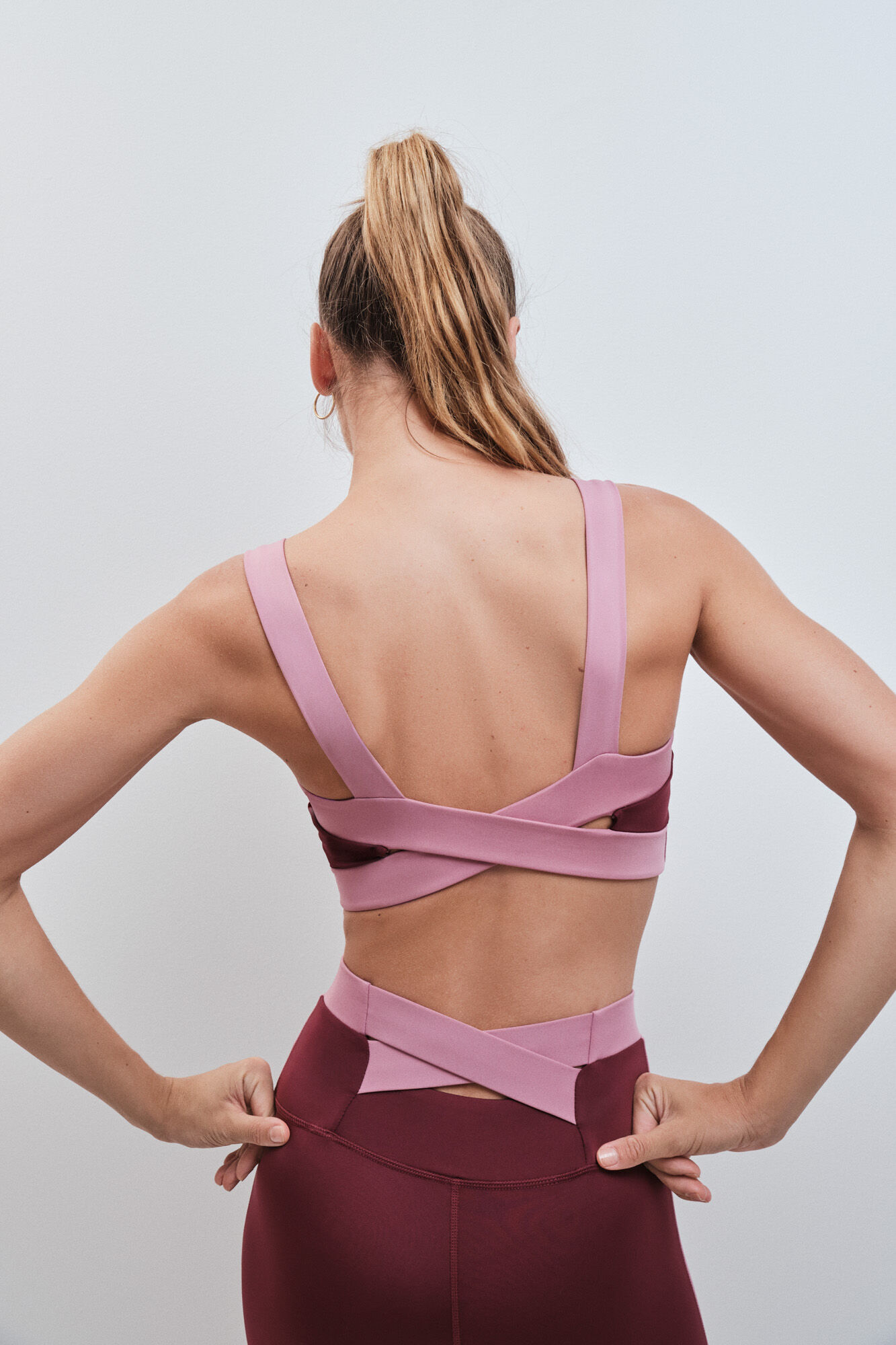 Dash and Stars Burgundy 4D Stretch bandeau sports bra