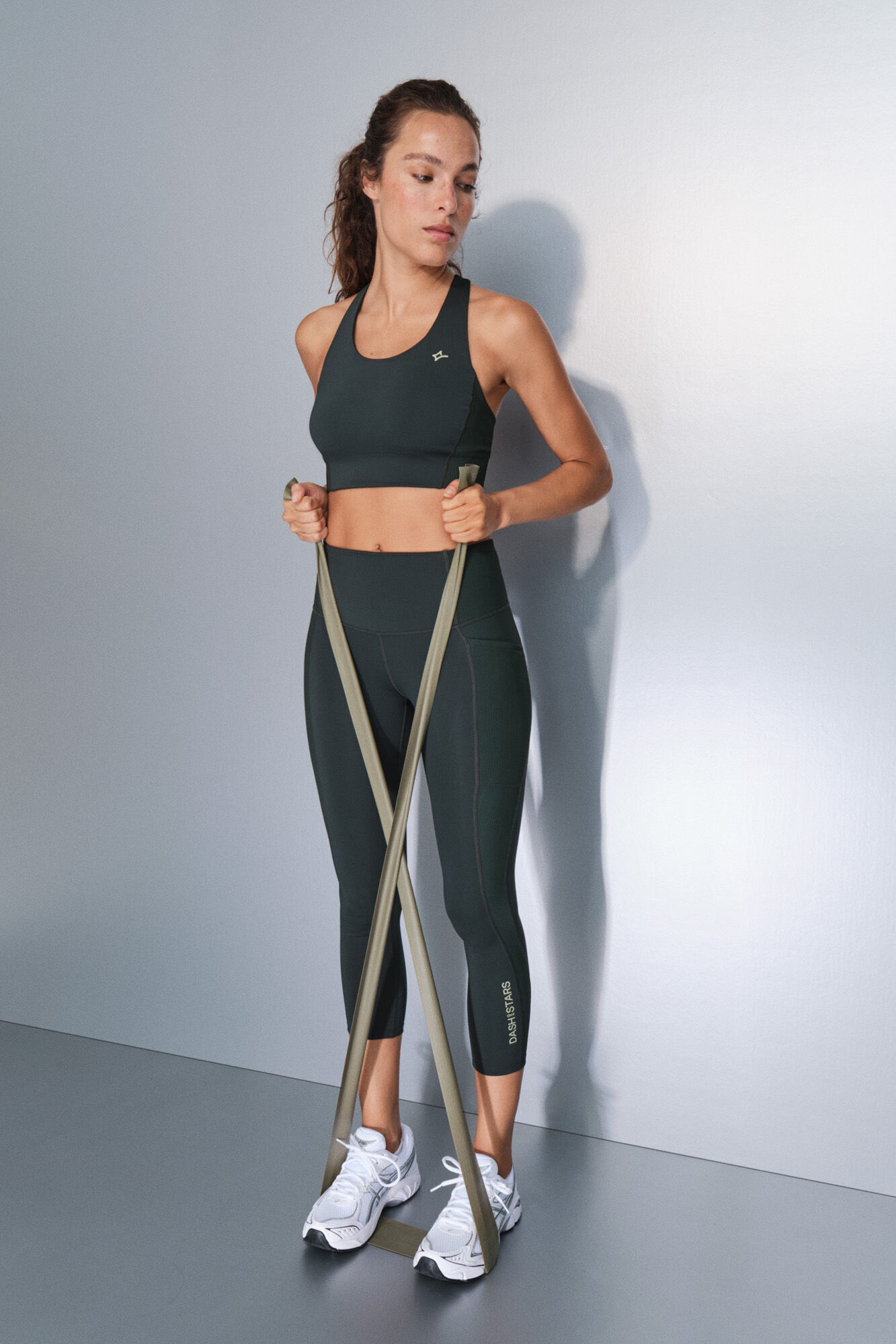 Dash and Stars Legging curta verde 4D STRETCH