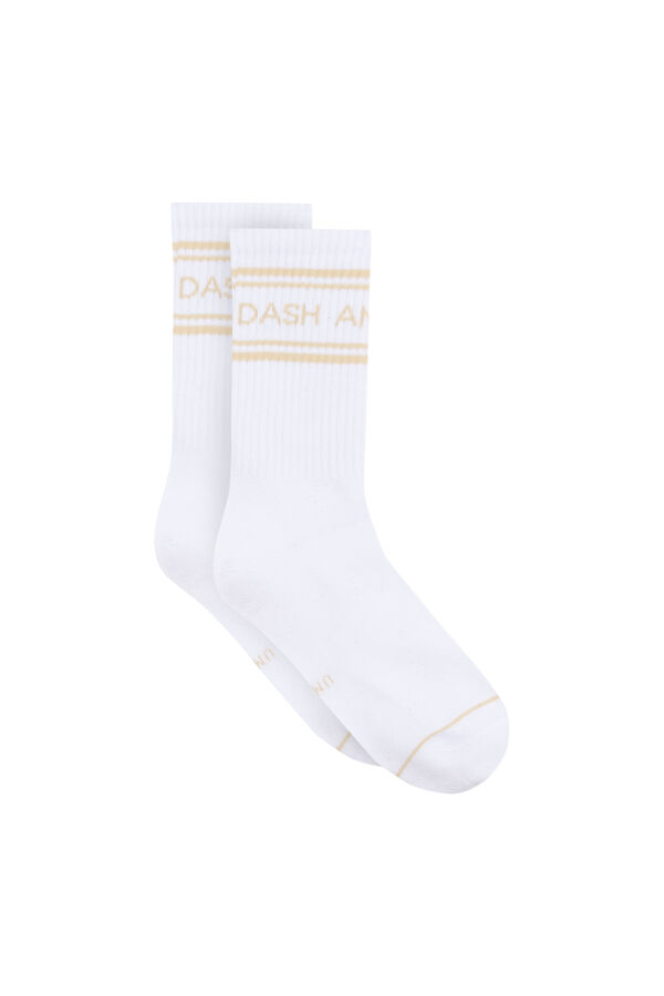 Dash and Stars Pack of 3 cotton long logo socks beige