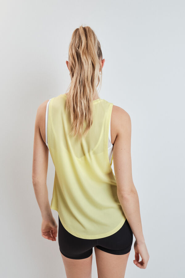 Dash and Stars Yellow wide low armhole technical T-shirt printed