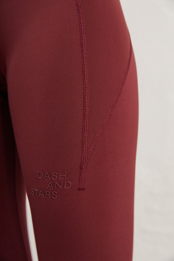 Dash and Stars Long maroon 4D Stretch leggings printed