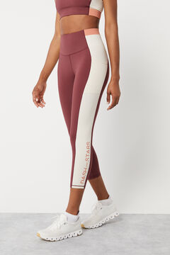 Dash and Stars Maroon colour block cropped 4D Stretch leggings red
