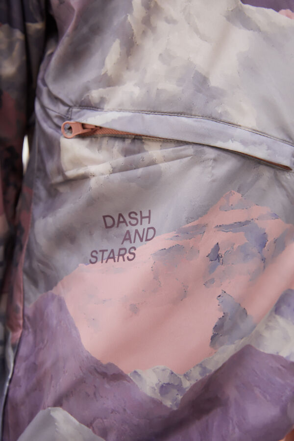 Dash and Stars Pink reversible waterproof jacket printed