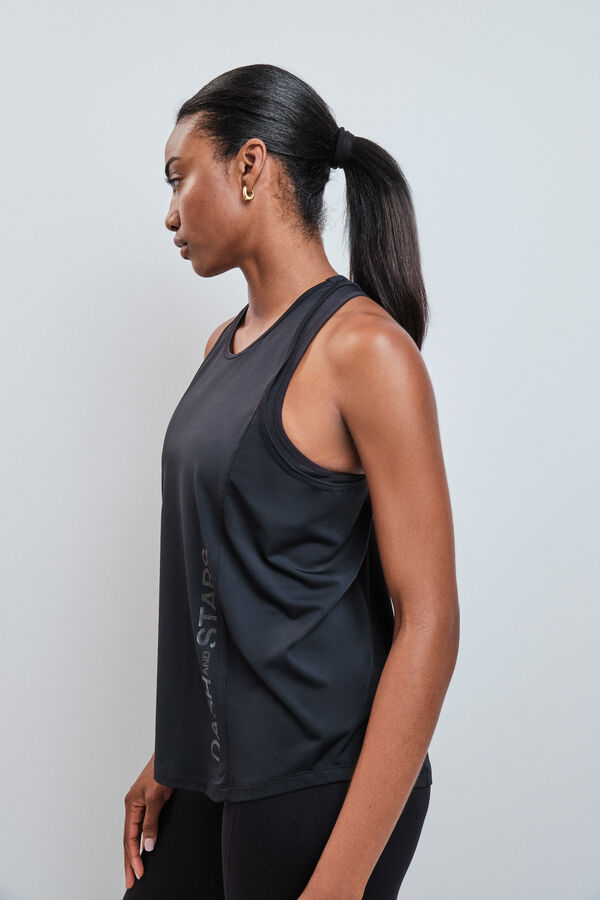 Dash and Stars Black halterneck technical T-shirt black
