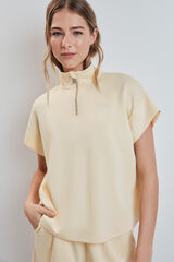 Dash and Stars Sweat-shirt manches courtes en viscose douce jaune imprim&eacute;