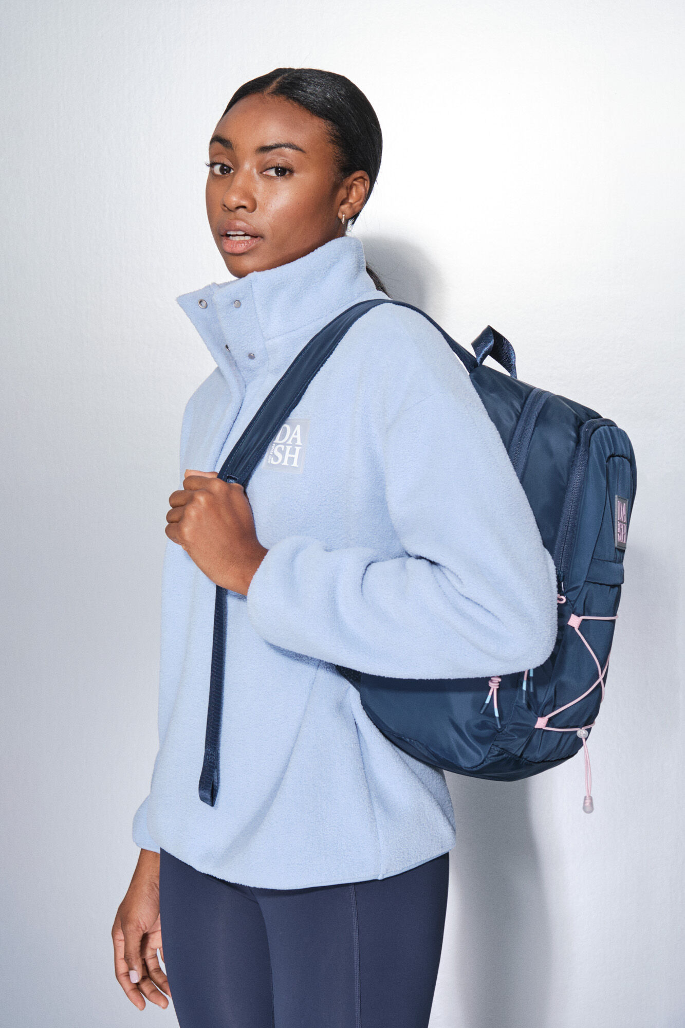 Dash and Stars Blauer Rucksack mit rosa Gummib&auml;ndern