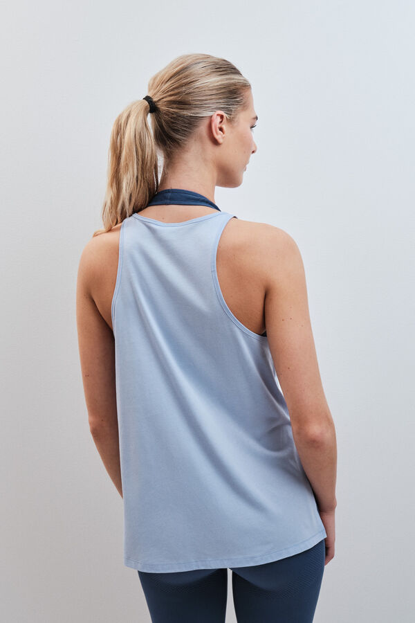 Dash and Stars Blue 100% cotton halterneck T-shirt blue