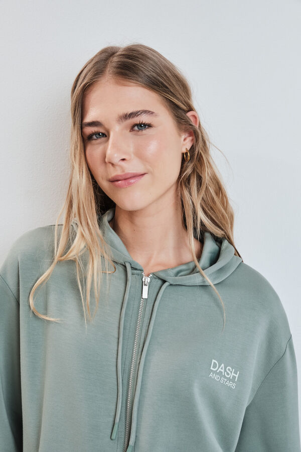 Dash and Stars Veste &agrave; capuche en viscose douce verte vert