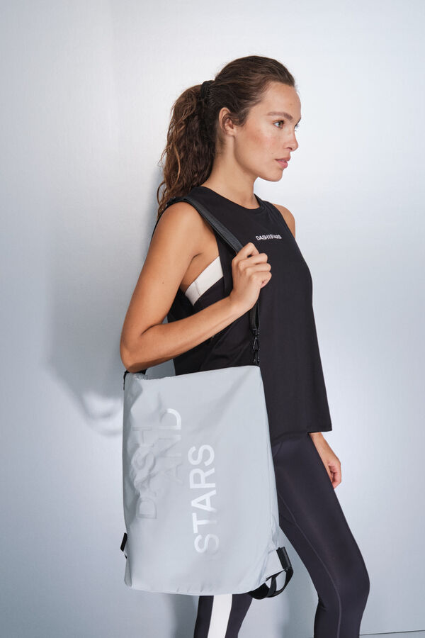 Dash and Stars Multiway metallic effect nylon backpack grey