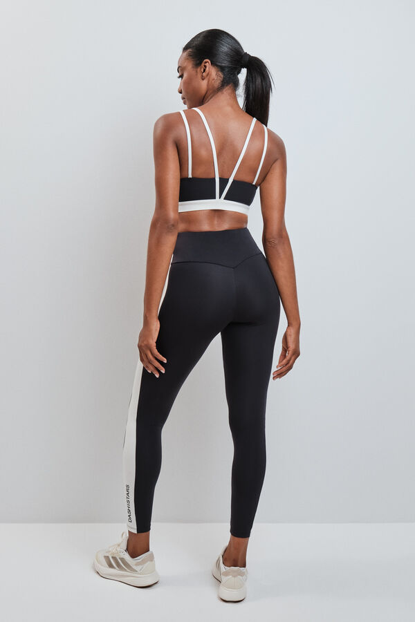 Dash and Stars Schwarze 4D STRETCH Leggings lang mit Kontrast Schwarz
