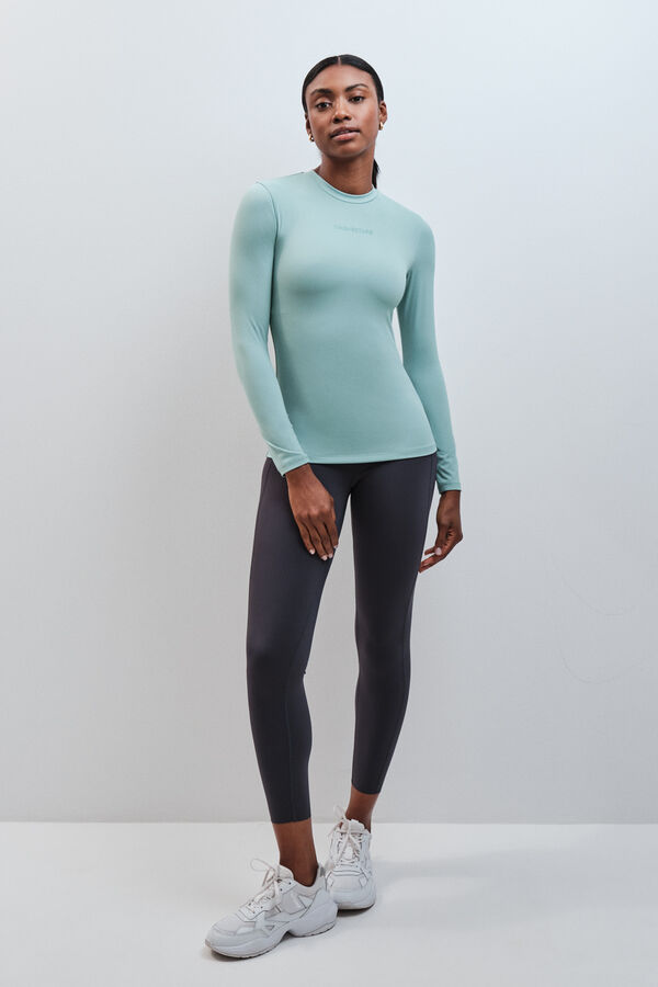 Dash and Stars T-shirt ajust&eacute; manches longues vert vert