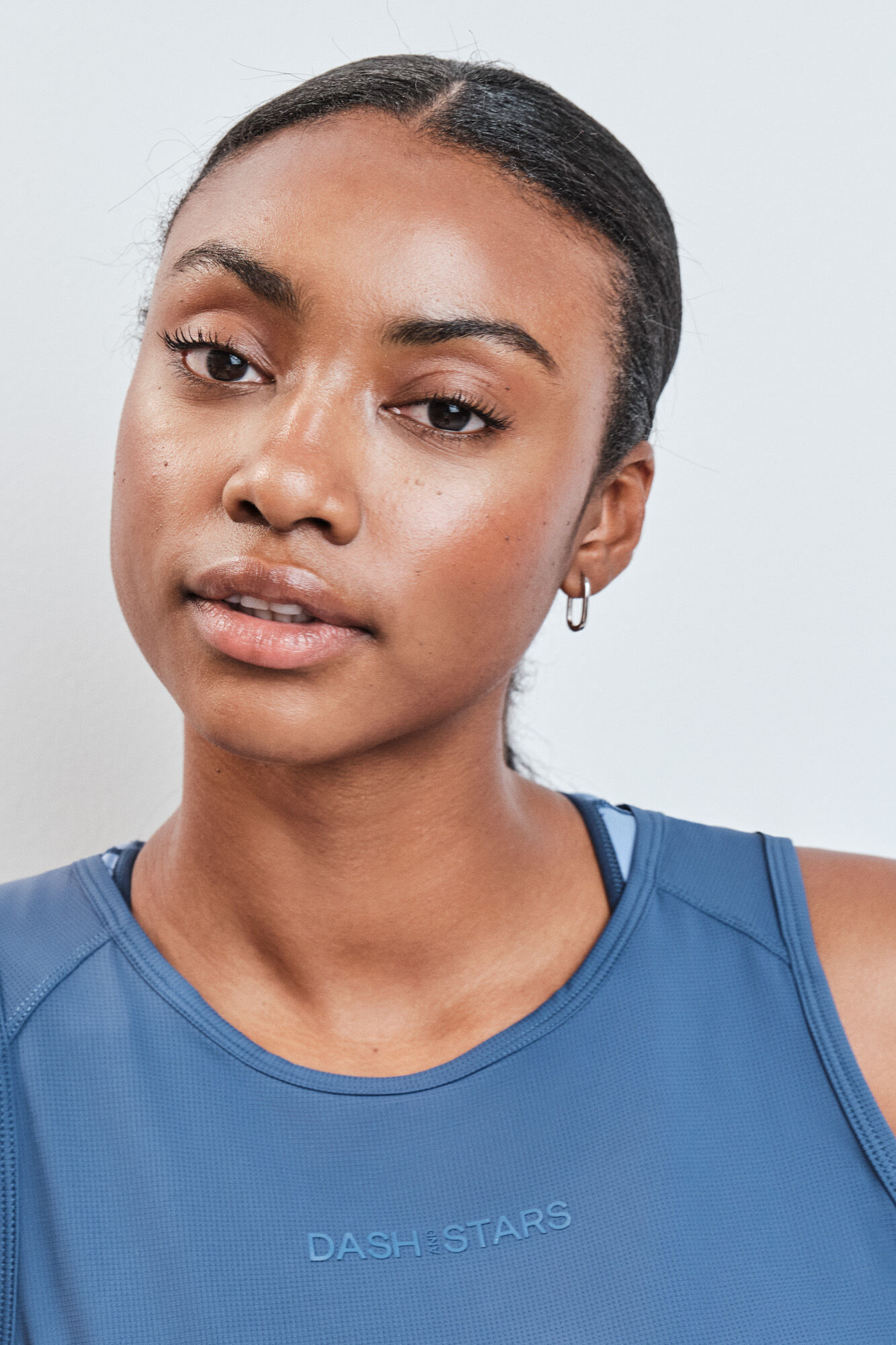 Dash and Stars Blue sleeveless technical T-shirt
