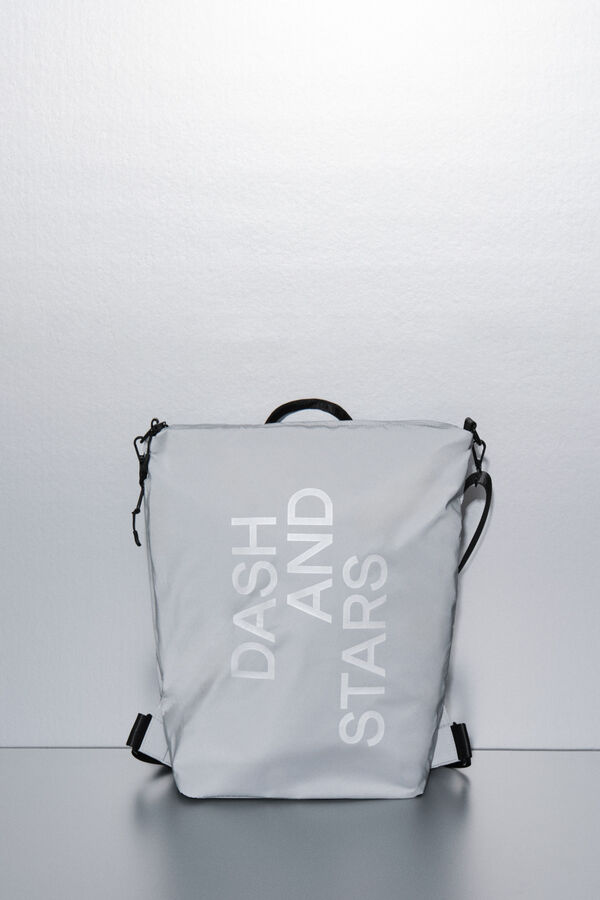 Dash and Stars Multiway metallic effect nylon backpack grey