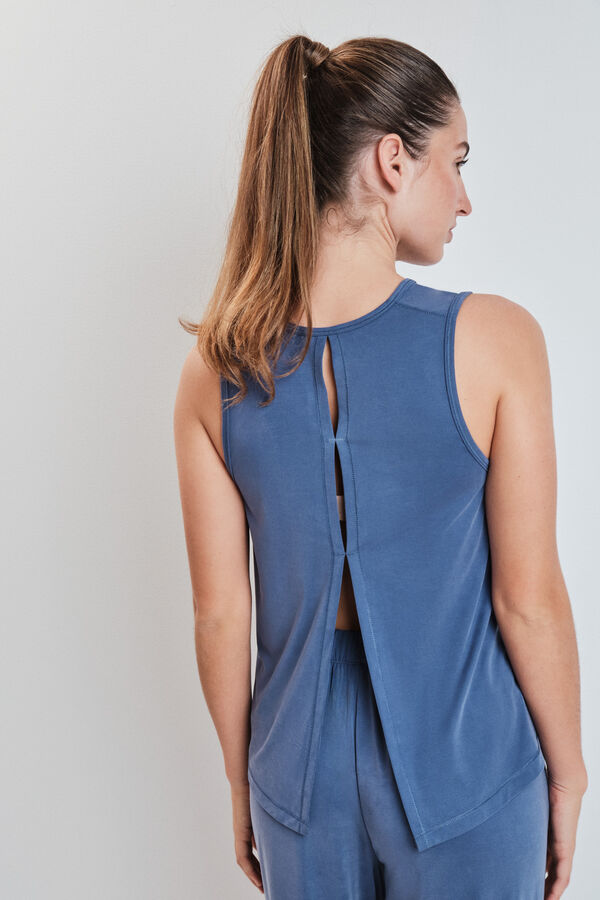 Dash and Stars Blue soft touch sleeveless T-shirt blue