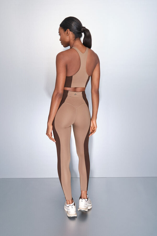 Dash and Stars 4D STRETCH color block leggings nude