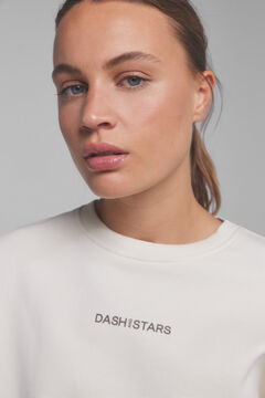 Dash and Stars Logo -Sweatshirt aus 100 % beiger Baumwolle. Besondere Zusammenarbeit @ffitcoco Naturweiß