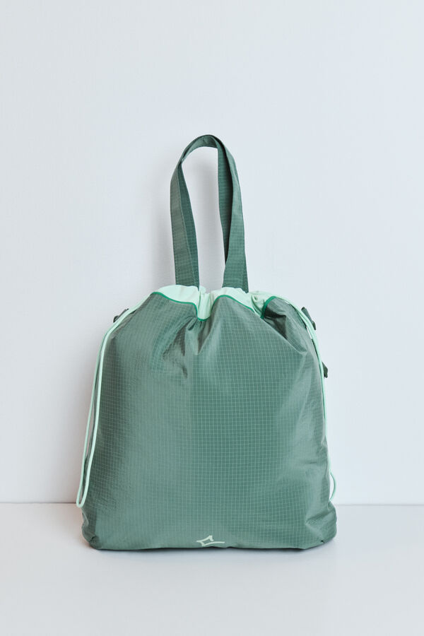 Dash and Stars Nylon puffer tote bag green