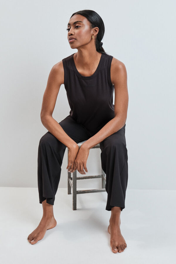 Dash and Stars Black ribbed vest top black