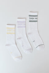 Dash and Stars Pack of 3 cotton long logo socks beige