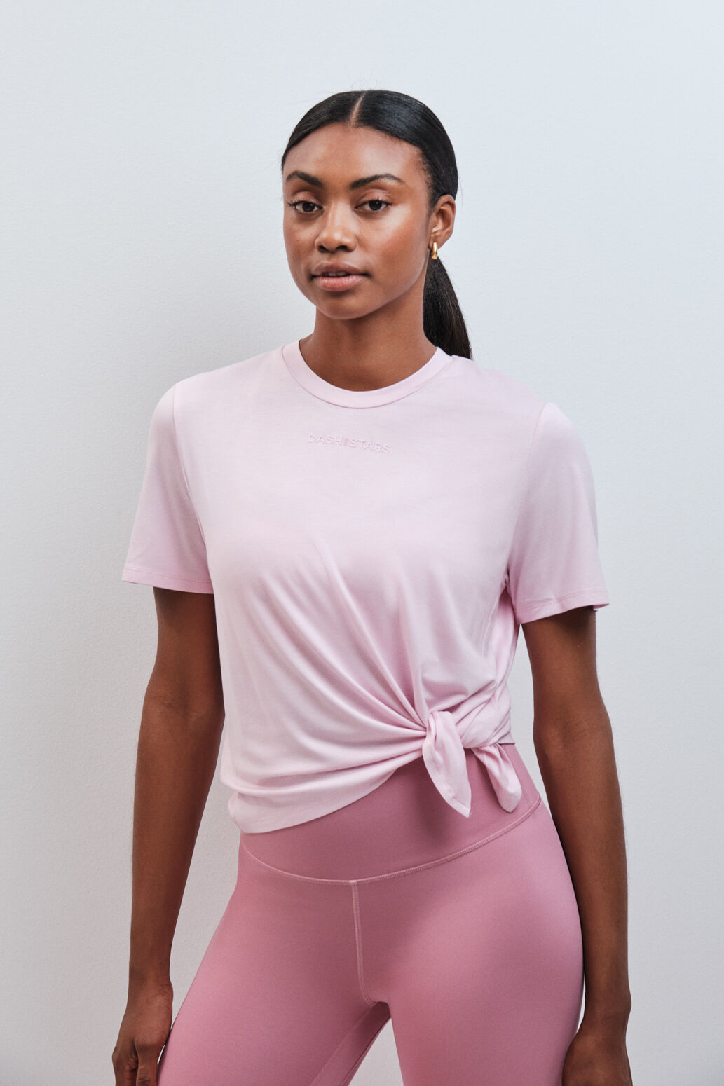 Dash and Stars Pink fluid short sleeve T-shirt