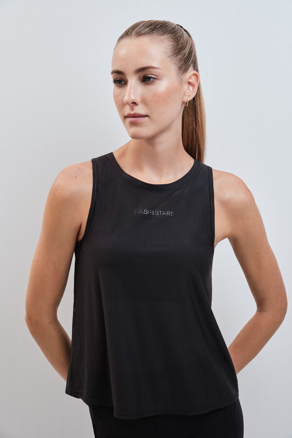 Dash and Stars T-shirt dos nu semi-transparent noir noir