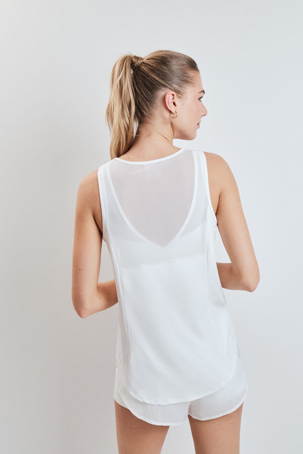 Dash and Stars White sleeveless halterneck technical T-shirt white