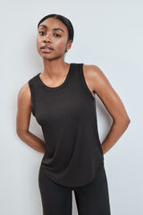 Dash and Stars Black ribbed vest top black