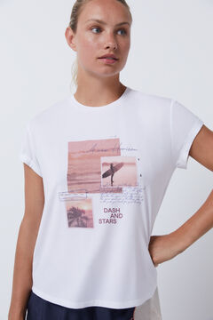 Dash and Stars T-Shirt aus fließendem Modal Naturweiß
