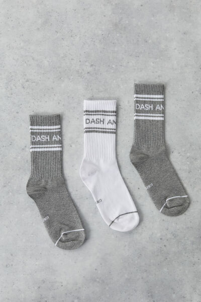 Dash and Stars 3-pack cotton technical high socks white