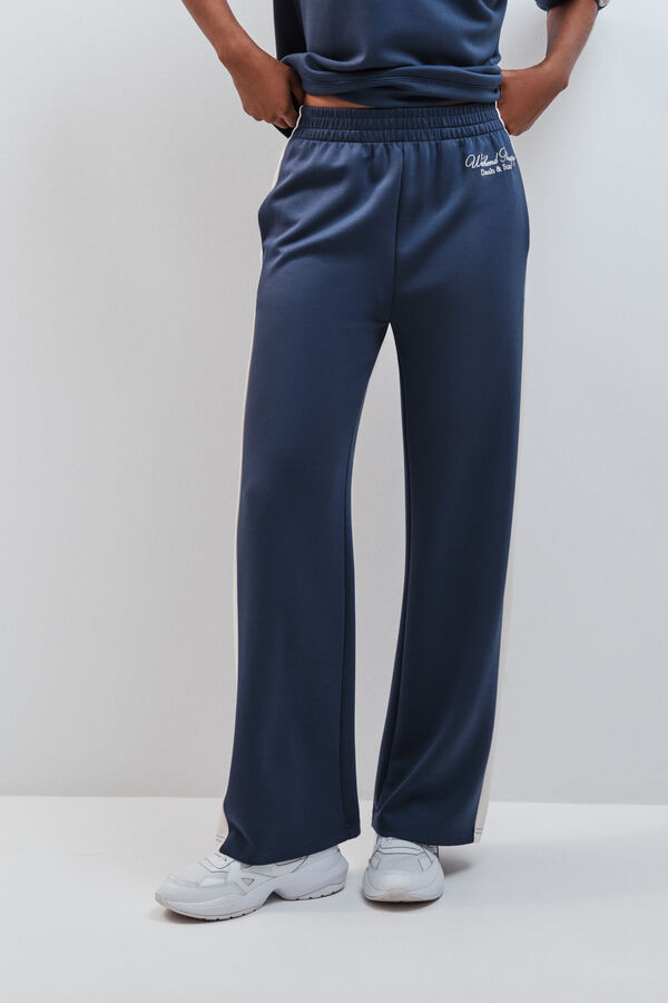 Dash and Stars Blue soft touch wide leg trousers blue
