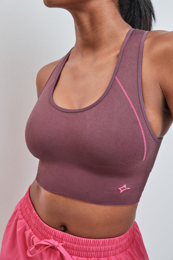 Dash and Stars Pink 4D Stretch reversible sports bra pink