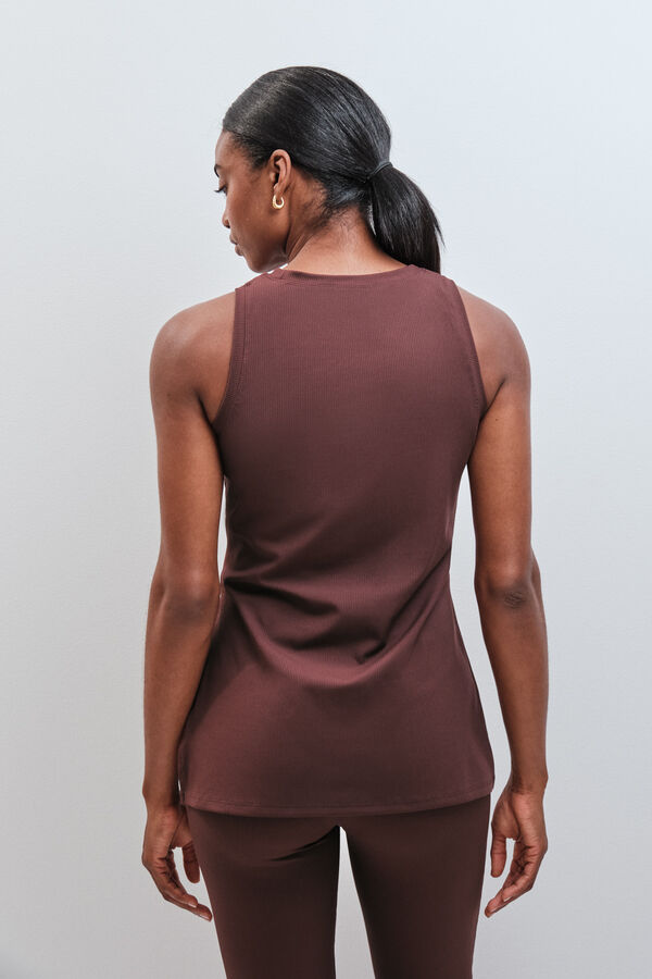 Dash and Stars Burgundy technical ribbed vest top printed