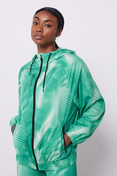 Dash and Stars Green water-repellent technical jacket green