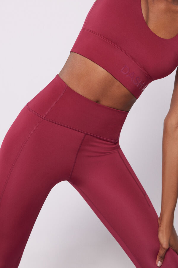 Dash and Stars Raspberry 4D Stretch cropped leggings red