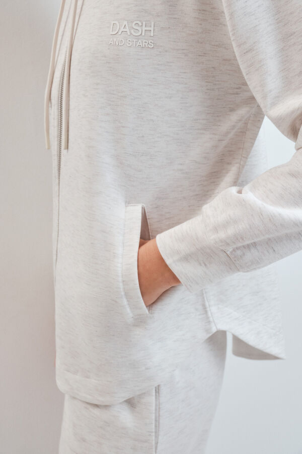 Dash and Stars Veste &agrave; capuche en viscose douce grise gris