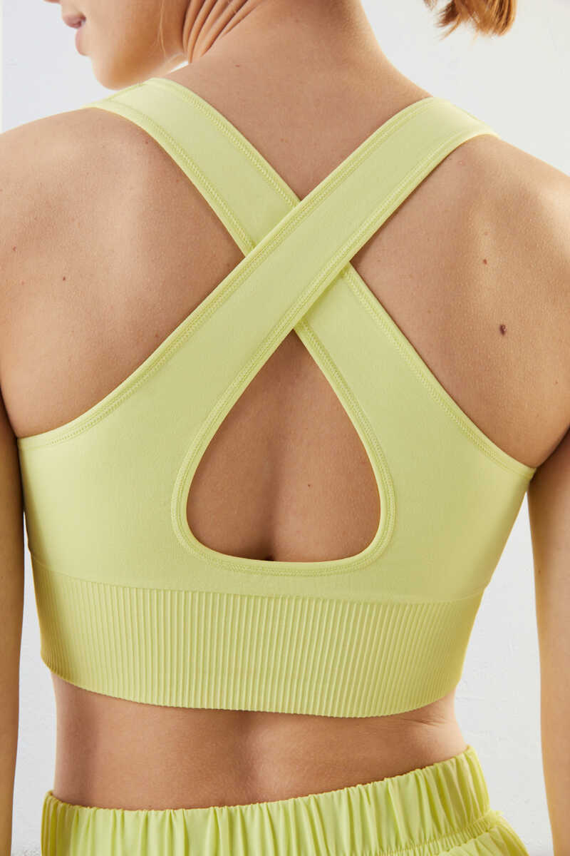 Dash and Stars Reversible whit/lime sports bra green