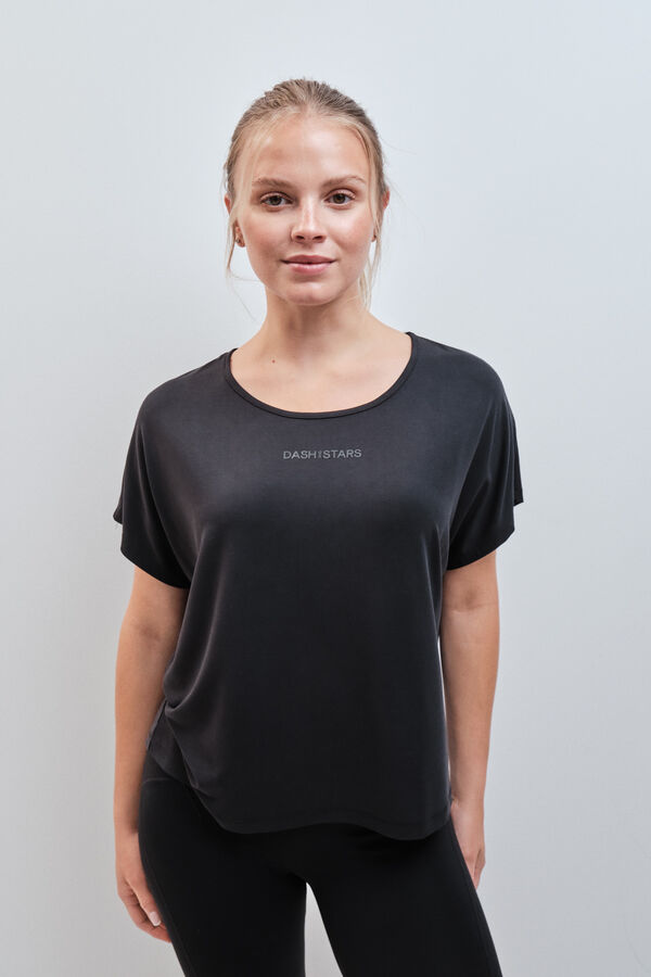 Dash and Stars T-shirt &agrave; manches courtes en modal noir noir